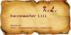 Kaczenmacher Lili névjegykártya